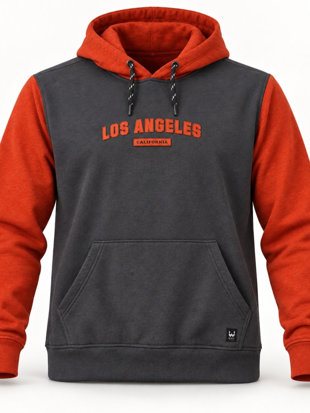 #1307 WXYZ Men’s XL Los Angeles Colorblock Pullover Hoodie Charcoal Rust NWT